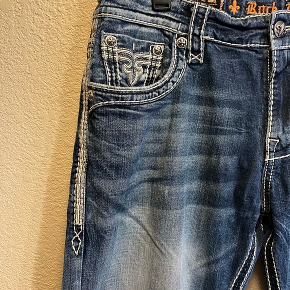 Rock Revival Dark Blue Denim with White Stitching - Picture 3 of 15